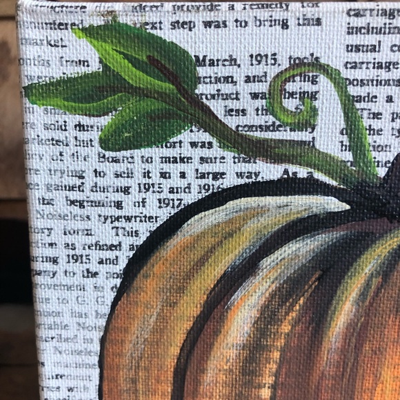 Hand painted pumpkin on thick canvas 8 x 8 (446-23) - Picture 5 of 7